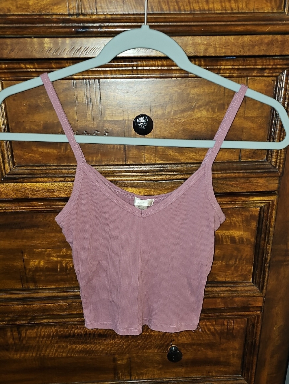 BOZZOLO Womens Cropped Tank. Sz Medium, Ribbed!purple/mauve